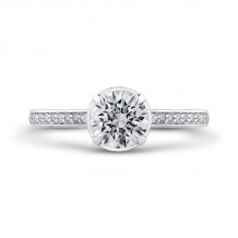 Shah Luxury Round Diamond Engagement Ring In 14K White Gold (Semi-Mount)