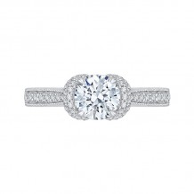 Shah Luxury 14K White Gold Round Diamond Cathedral Style Engagement Ring (Semi-Mount)