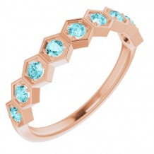 14K Rose Blue Zircon Stackable Ring