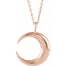 14K Rose Crescent Moon 16-18 Necklace