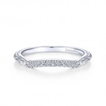 Gabriel & Co. 14k White Gold Victorian Curved Wedding Band