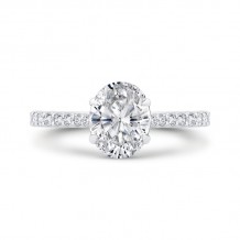 Shah Luxury 14K White Gold Oval Diamond Engagement Ring (Semi-Mount)