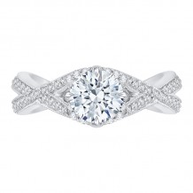 Shah Luxury 14K White Gold Split Shank Round Diamond Engagement Ring (Semi-Mount)