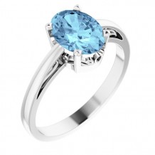 14K White Aquamarine Ring