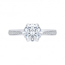 Shah Luxury 14K White Gold Round Diamond Floral Engagement Ring (Semi-Mount)