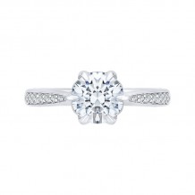 Shah Luxury 14K White Gold Round Diamond Floral Engagement Ring (Semi-Mount)