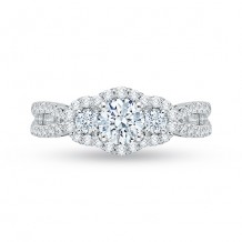 Shah Luxury 18k White Gold Diamond Promezza Engagement Ring with Round Center