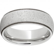 Serinium Domed Band with Milgrain Edge and Grain Finish