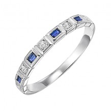 Gems One 14Kt White Gold Diamond (1/12Ctw) & Sapphire (1/8 Ctw) Ring