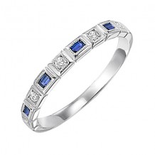 Gems One 14Kt White Gold Diamond (1/12Ctw) & Sapphire (1/8 Ctw) Ring