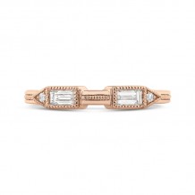 Shah Luxury 14K Rose Gold Round and Baguette Diamond Wedding Band