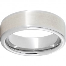Serinium Pipe Cut Band with a 5mm Sterling Silver Inlay and Satin Finish