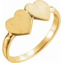 14K Yellow 13.8x7 mm Double Heart Signet Ring