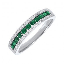Gems One 14Kt White Gold Diamond (1/8Ctw) & Emerald (1/2 Ctw) Ring