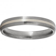 Titanium Domed Band with a 1mm Sterling Silver Inlay and Satin Finish