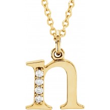 14K Yellow .02 CTW Diamond Lowercase Initial n 16 Necklace