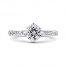 Shah Luxury 14K White Gold Round Diamond Engagement Ring (Semi-Mount)