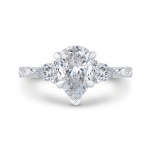 Shah Luxury 14K White Gold Pear Cut Diamond Engagement Ring (Semi-Mount)