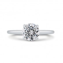 Shah Luxury 14K White Gold Round Diamond Solitaire Plus Engagement Ring with Milgrain (Semi-Mount)