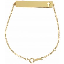 14K Yellow Pierced Cross Bar 6 1/2-7 1/2 Bracelet