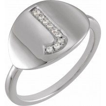 14K White Initial J .05 CTW Diamond Ring