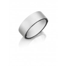 Henri Daussi 8mm Men's Wedding Band  Platinum White 0.75 Ctw.