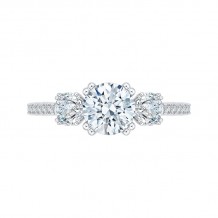 Shah Luxury 14K Two-Tone Gold Round Diamond Three-Stone Engagement Ring (Semi-Mount)