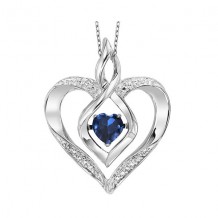 Gems One Silver Diamond (1/50 Ctw) & Created Sapphire (1/4 Ctw) Pendant