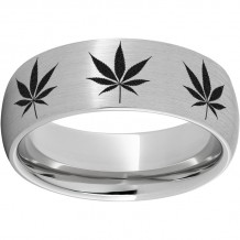 Serinium Domed Band with Cannabis Leaf Laser Engraving