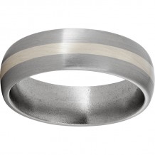 Titanium Domed Band with a 2mm Sterling Silver Inlay and Satin Finish