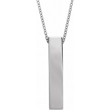 14K White Sculptural Bar 16-18 Necklace
