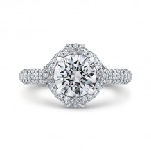 Shah Luxury 14K White Gold Round Diamond Engagement Ring (Semi-Mount)