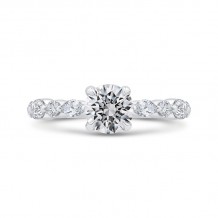 Shah Luxury Round Diamond Engagement Ring In 14K White Gold (Semi-Mount)