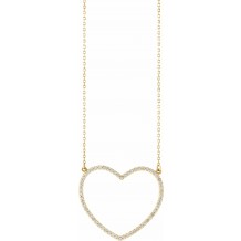 14K Yellow 3/8 CTW Diamond Large Heart 16 Necklace