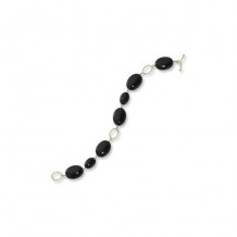 14K Yellow Gold Onyx Oval Twist Lentil Bracelet