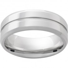 Serinium Beveled Band with One 1mm Groove with a Polish Finish