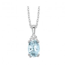 Gems One 10Kt White Gold Diamond (1/50Ctw) & Aquamarine (1/2 Ctw) Pendant