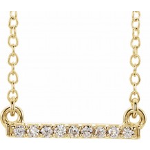 14K Yellow .07 CTW Petite Diamond Bar 16-18 Necklace