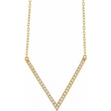 14K Yellow 1/6 CTW Diamond V 16-18 Necklace