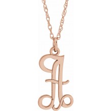 14K Rose Script Initial A 16-18 Necklace