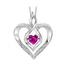 Gems One Silver Diamond (1/50 Ctw) & Created Pink Tourmaline (1/4 Ctw) Pendant