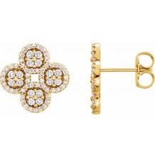 14K Yellow 1/2 CTW Diamond Clover Earrings