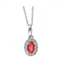 Gems One 10Kt White Gold Diamond (1/10Ctw) & Ruby (1/3 Ctw) Pendant