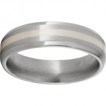 Titanium Beveled Edge Band with a 2mm Sterling Silver Inlay and Satin Finish