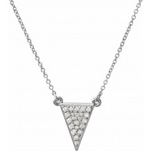 14K White 1/5 CTW Diamond Triangle 16.5 Necklace