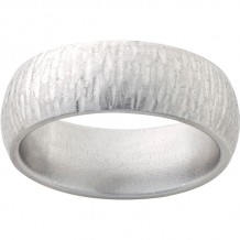 Titanium Domed Band with Bark Finish