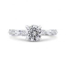 Shah Luxury Round Diamond Engagement Ring In 14K White Gold (Semi-Mount)