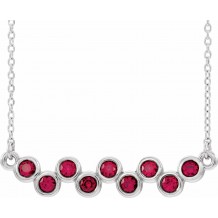 14K White Ruby Bezel-Set Bar 16-18 Necklace