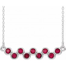 14K White Ruby Bezel-Set Bar 16-18 Necklace
