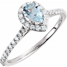 14K White Aquamarine & 3/8 CTW Diamond Engagement Ring